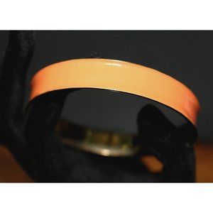 Salmon Pink Enameled Gold Tone Solid Bracelet 1/2" wide Band Fashion Costume
